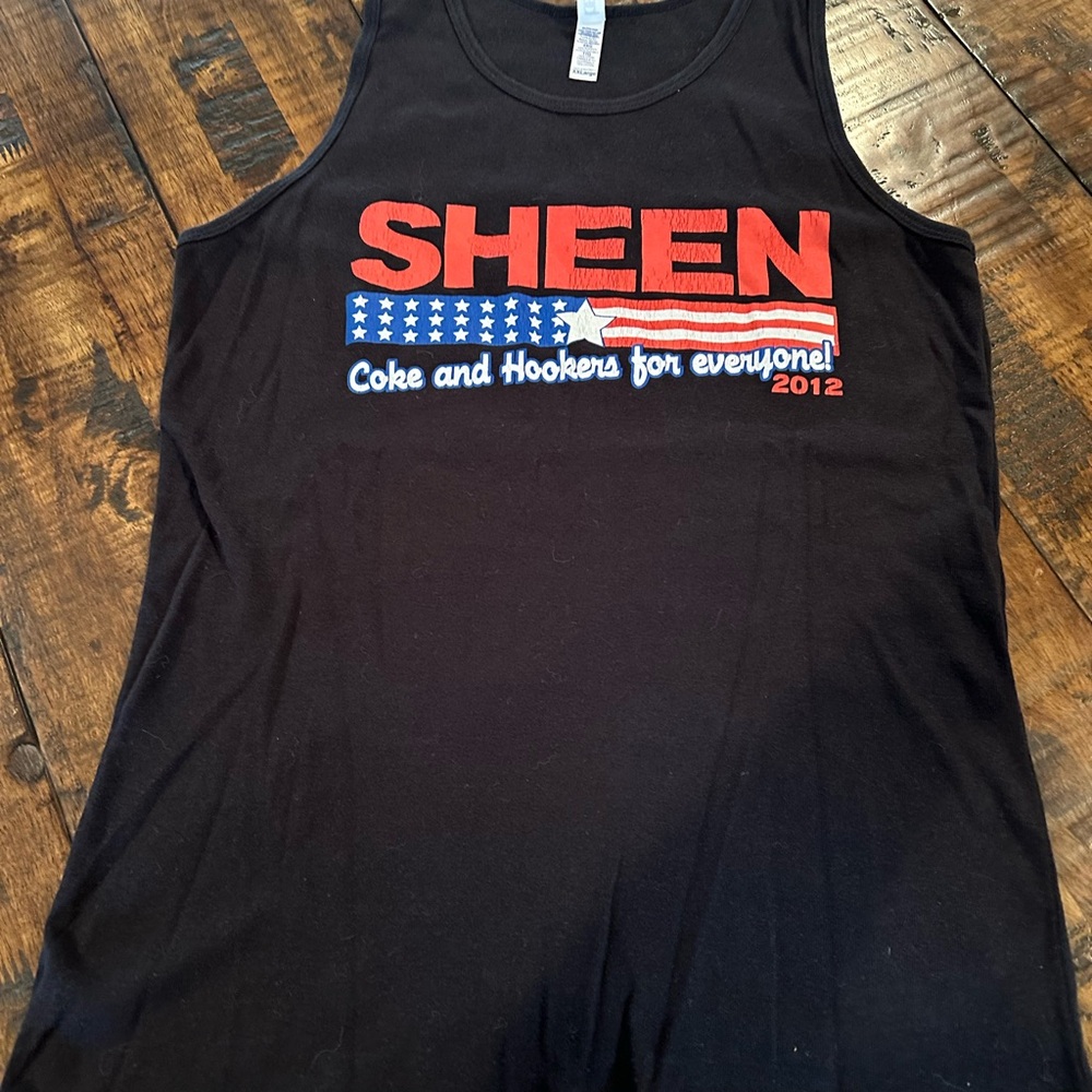 Black Tank Top with Red and White Graphics